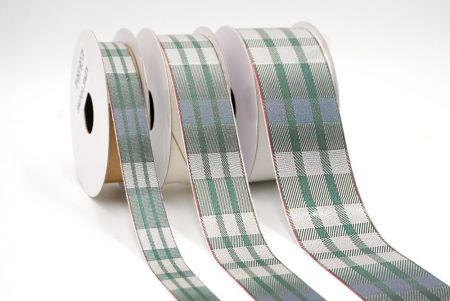 Jägergrün und Grau Modern Plaid-Ribbon_AI